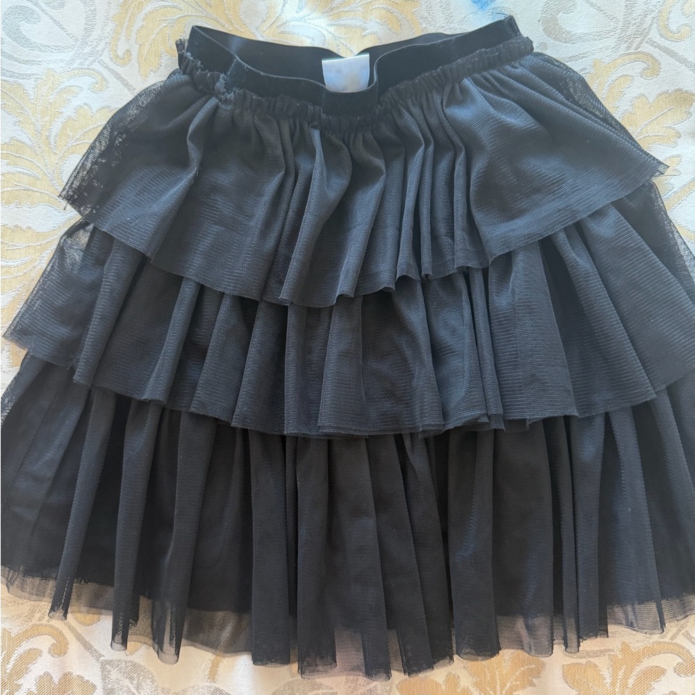 Zara Elegant Black Layered A-Line Skirt